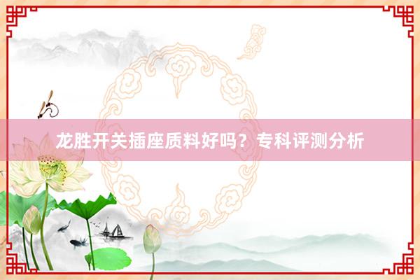 龙胜开关插座质料好吗？专科评测分析